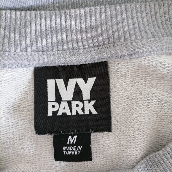 Ivy Park Womens Gray 3/4 Sleeve Crew Neck Drop Shoulder Sweatshirt Size M - Picture 5 of 7